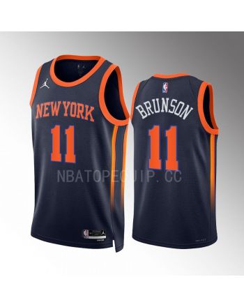 New York Knicks Jalen Brunson 11 2022-23 Statement Edition Navy Men Jersey Swingman