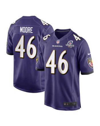 Nick Moore 46 Baltimore Ravens 2023 Playoffs Patch Game Men Jersey - Purple