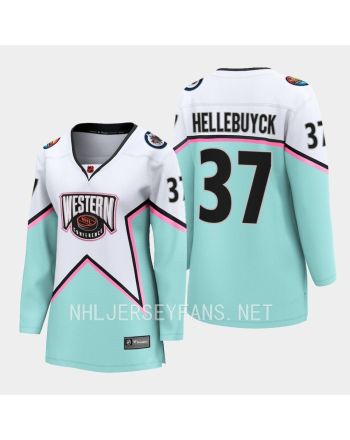 Connor Hellebuyck 37 Winnipeg Jets White 2023 All-Star Western Conference Jersey Women