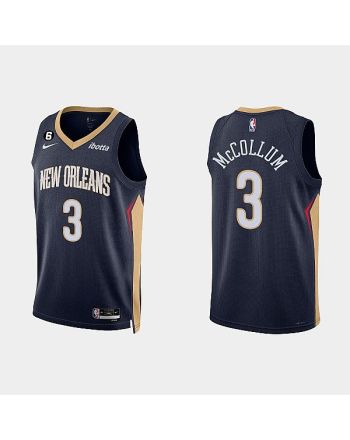 New Orleans Pelicans 3 C.J. McCollum 2022-23 Icon Edition Navy Men Jersey