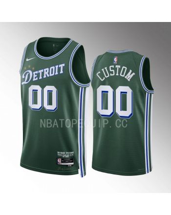 Custom 00 2022-23 Detroit Pistons Green City Edition Jersey Swingman