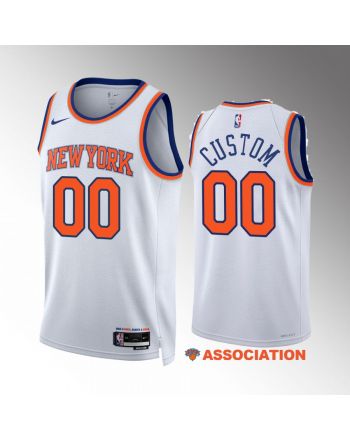 Custom 00 New York Knicks White Jersey 2022-23 Association Edition Swingman