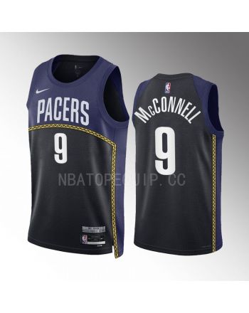 T.J. McConnell 9 Indiana Pacers 2022-23 City Edition Black Navy Jersey Swingman