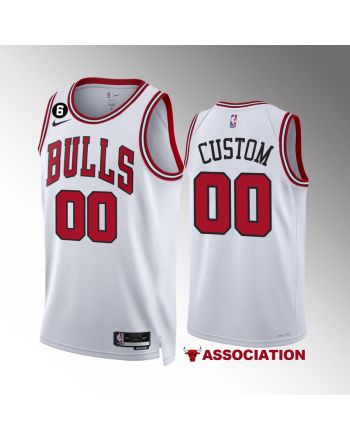 Custom 00 Chicago Bulls White Men Jersey 2022-23 Association Edition NO.6 Patch