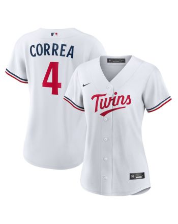 Carlos Correa 4 Minnesota Twins Team Logo Home Women Jersey - White