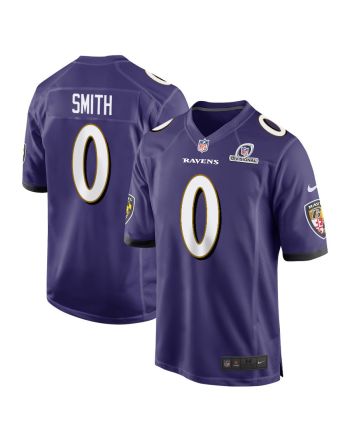 Roquan Smith 0 Baltimore Ravens 2024 Divisional Patch Game Men Jersey - Purple