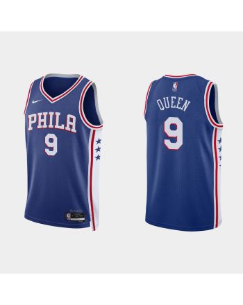 Philadelphia 76ers 9 Trevelin Queen 2022-23 Icon Edition Royal Men Jersey