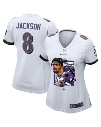 Lamar Jackson 8 Baltimore Ravens Cobra Jackson Women Game Jersey - White