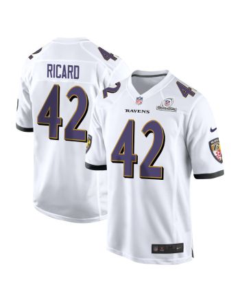 Patrick Ricard 42 Baltimore Ravens 2024 Divisional Patch Game Men Jersey - White