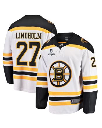 Hampus Lindholm 27 Boston Bruins Stanley Cup 2023 Playoffs Patch Away Breakaway Men Jersey - White