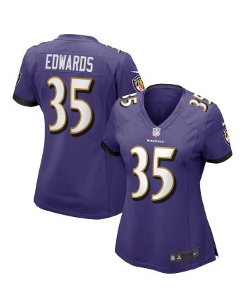 Gus Edwards 35 Baltimore Ravens Women's Game Jersey - Purple