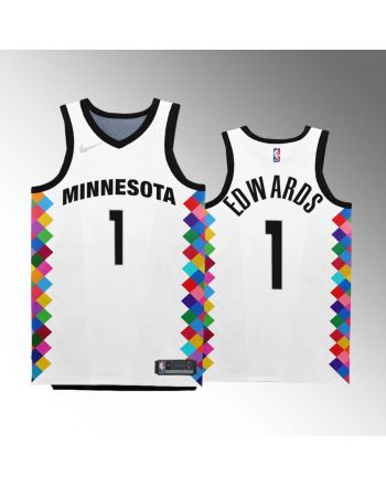 Minnesota Timberwolves Anthony Edwards 1 2022-23 City Edition White Jersey Bob Dylan