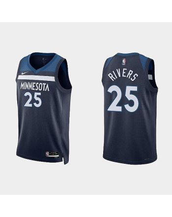 Minnesota Timberwolves 25 Austin Rivers 2022-23 Icon Edition Navy Men Jersey