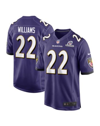 Damarion Williams 22 Baltimore Ravens 2024 Divisional Patch Game Men Jersey - Purple