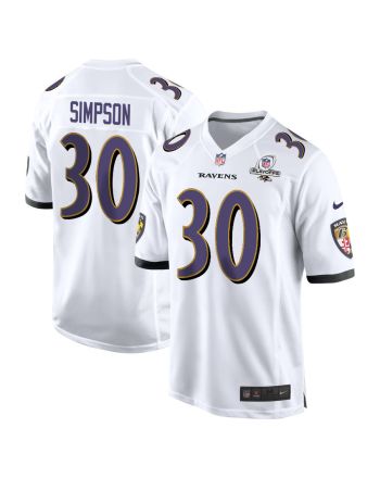 Trenton Simpson 30 Baltimore Ravens 2023 Playoffs Patch Game Men Jersey - White