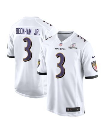 Odell Beckham Jr. 3 Baltimore Ravens 2024 Divisional Patch Game Men Jersey - White