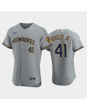 Milwaukee Brewers 41 Jackie Bradley Jr. Road Team Gray Jersey Jersey