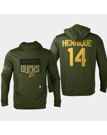 Anaheim Ducks 14 Adam Henrique 2022 Salute to Service Olive Pullover Hoodie