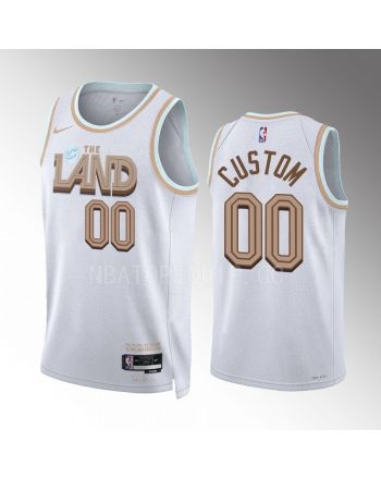 Custom 00 2022-23 Cleveland Cavaliers White City Edition Jersey Swingman