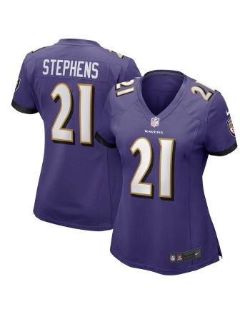 Brandon Stephens 21 Baltimore Ravens Women Game Jersey - Purple