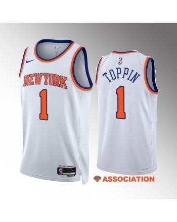 Obi Toppin 1 New York Knicks White Jersey 2022-23 Association Edition Swingman