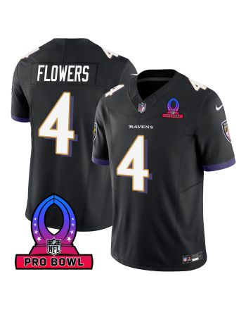 Zay Flowers 4 Baltimore Ravens 2024 Pro Bowl Patch Game Men Jersey - Black