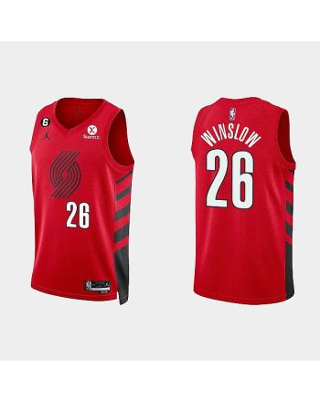 Portland Trail Blazers 26 Justise Winslow 2022-23 Statement Edition Red Men Jersey