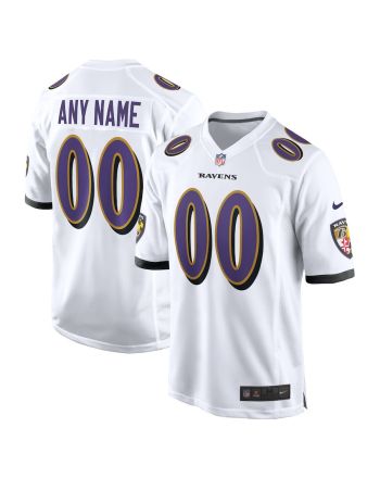 Baltimore Ravens Custom 00 Game Jersey - White