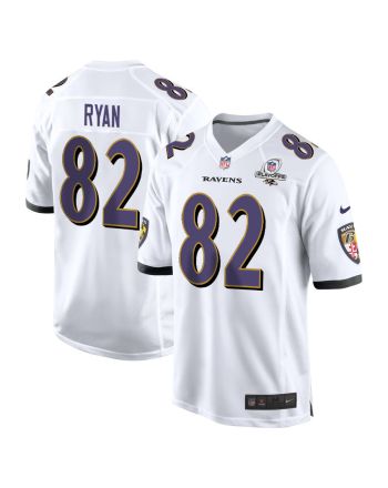 Sean Ryan 82 Baltimore Ravens 2023 Playoffs Patch Game Men Jersey - White