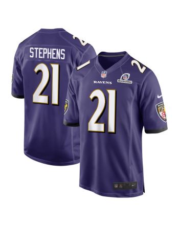 Brandon Stephens 21 Baltimore Ravens 2024 Divisional Patch Game Men Jersey - Purple