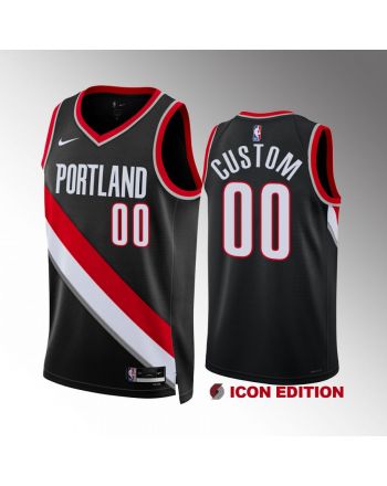 Custom 00 Portland Trail Blazers 2022-23 Icon Edition Black Jersey