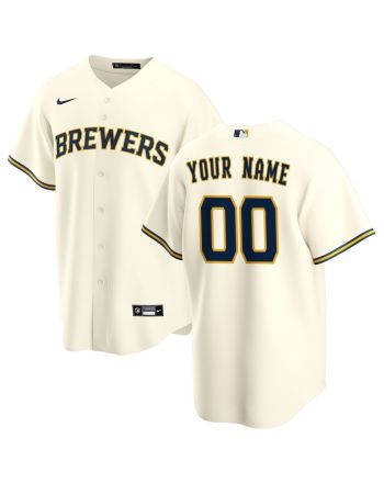 Milwaukee Brewers Home Custom Men Jersey - Cream