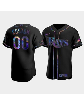 Men's Tampa Bay Rays Custom Black Holographic Golden Edition Jersey Jersey