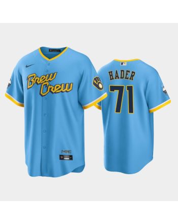 Men's Milwaukee Brewers 71 Josh Hader 2022-23 City Connect Powder Blue Jersey