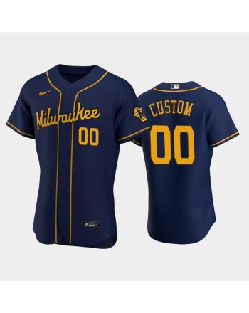 Milwaukee Brewers 00 Custom Alternate Team Navy Jersey Jersey