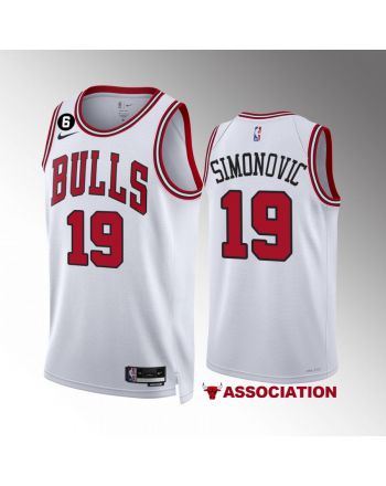 Marko Simonovic 19 Chicago Bulls White Men Jersey 2022-23 Association Edition NO.6 Patch