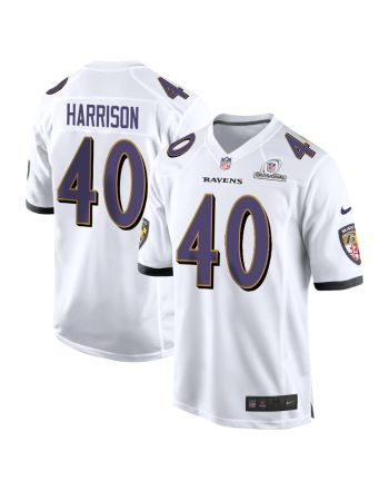 Malik Harrison 40 Baltimore Ravens 2024 Divisional Patch Game Men Jersey - White