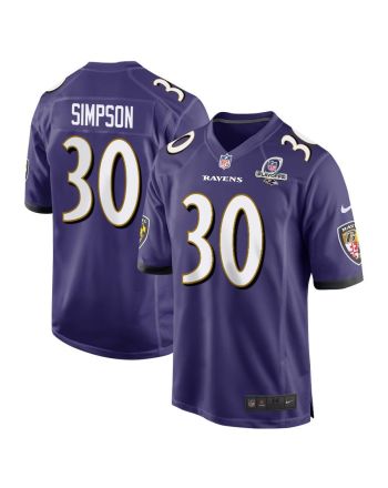 Trenton Simpson 30 Baltimore Ravens 2023 Playoffs Patch Game Men Jersey - Purple