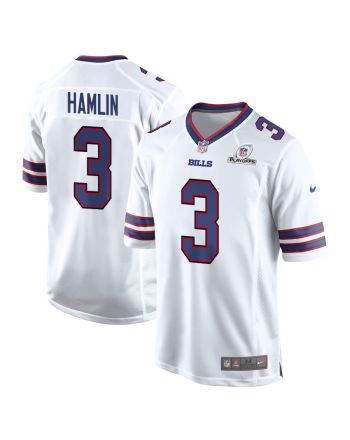 Damar Hamlin 3 Buffalo Bills 2023 Playoffs Patch Game Men Jersey - White