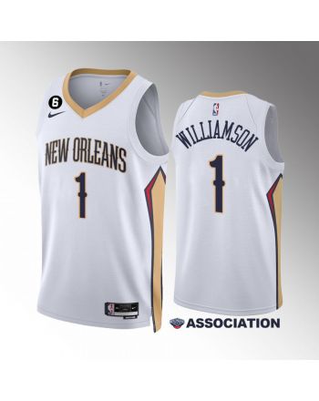 New Orleans Pelicans Zion Williamson 1 Association Edition 2022-23 White Jersey Swingman