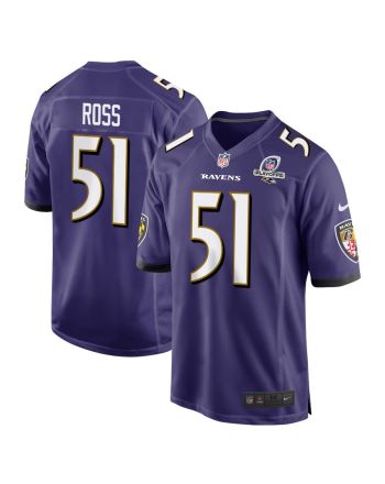 Josh Ross 51 Baltimore Ravens 2023 Playoffs Patch Game Men Jersey - Purple