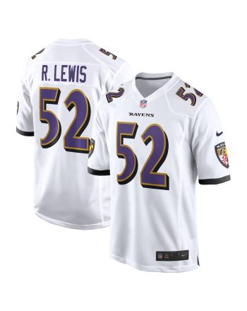 Ray Lewis 52 Baltimore Ravens Men Retired Game Jersey - White