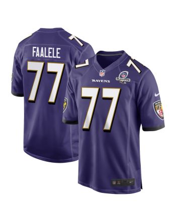 Daniel Faalele 77 Baltimore Ravens 2023 Playoffs Patch Game Men Jersey - Purple