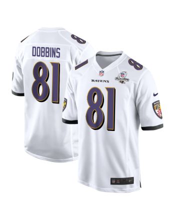 J.K. Dobbins 81 Baltimore Ravens 2023 Playoffs Patch Game Men Jersey - White