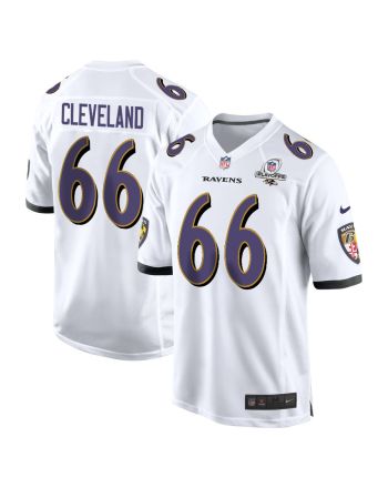 Ben Cleveland 66 Baltimore Ravens 2023 Playoffs Patch Game Men Jersey - White