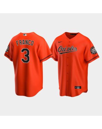 Men's Baltimore Orioles Maikel Franco 3 Alternate Team Orange Jersey Jersey