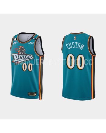 Detroit Pistons Custom 00 2022-23 Classic Edition Teal Men Jersey