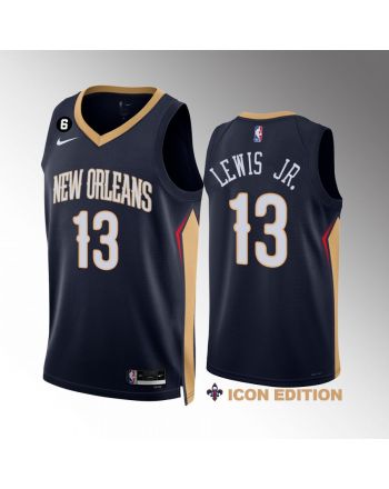 Kira Lewis Jr. 13 New Orleans Pelicans Navy Jersey 2022-23 Icon Edition NO.6 Patch