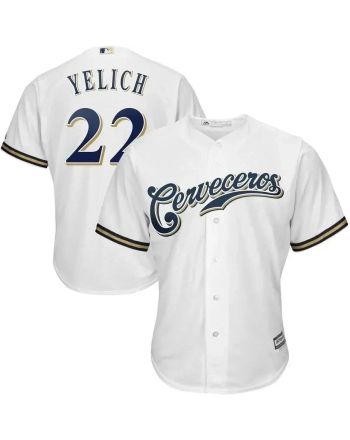 Christian Yelich Milwaukee Brewers Home Hispanic Heritage Cool Base Player Jersey - White