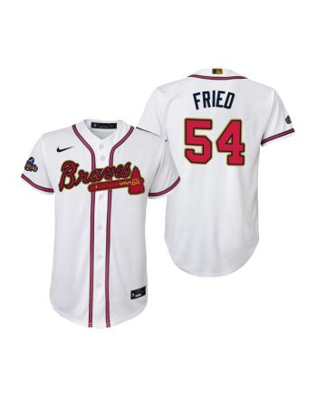 Youth Max Fried 54 Atlanta Braves White 2022-23 Gold Program Jersey